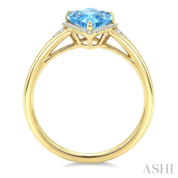 Evoque Gemstone Kite Shape & Halo Diamond Ring