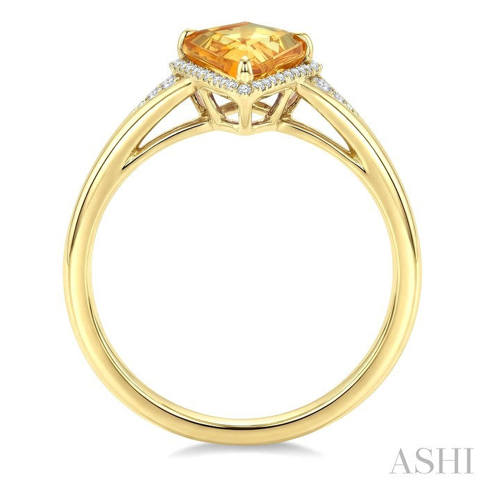 Evoque Gemstone Kite Shape & Halo Diamond Ring