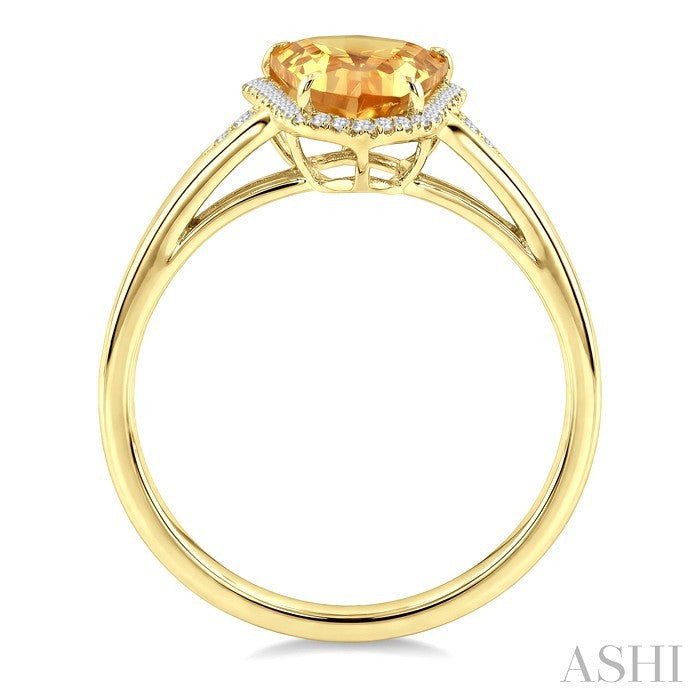 Evoque Gemstone Shield Shape & Halo Diamond Ring