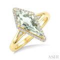 Evoque Gemstone Kite Shape & Halo Diamond Ring