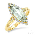 Evoque Gemstone Marquise Shape & Halo Diamond Ring