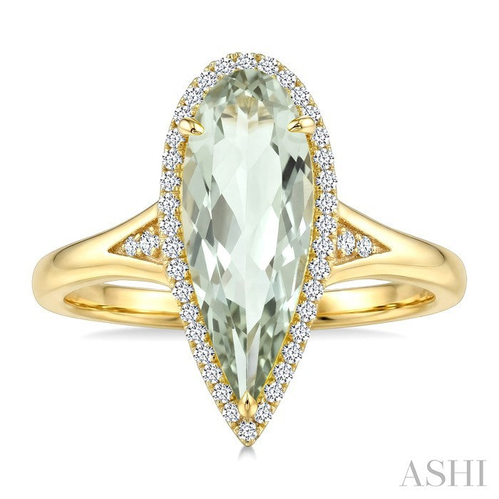 Evoque Gemstone Pear Shape & Halo Diamond Ring
