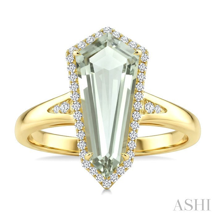 Evoque Gemstone Shield Shape & Halo Diamond Ring