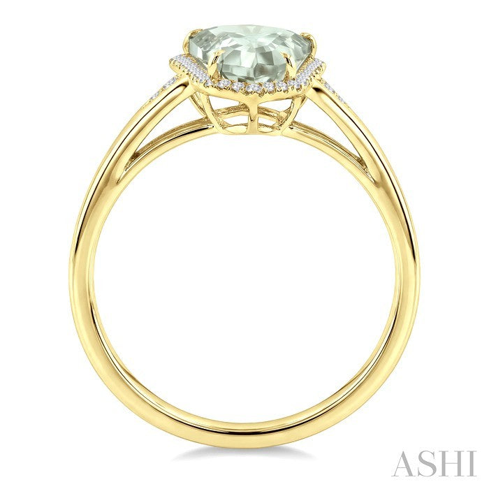 Evoque Gemstone Shield Shape & Halo Diamond Ring