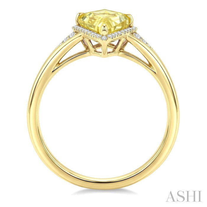 Evoque Gemstone Kite Shape & Halo Diamond Ring