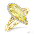 Evoque Gemstone Pear Shape & Halo Diamond Ring