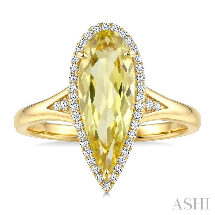 Evoque Gemstone Pear Shape & Halo Diamond Ring