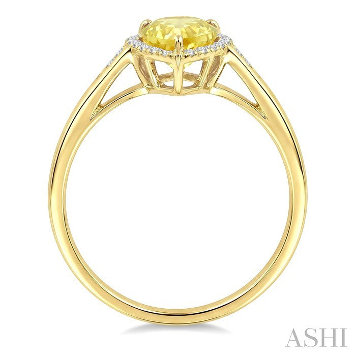 Evoque Gemstone Pear Shape & Halo Diamond Ring