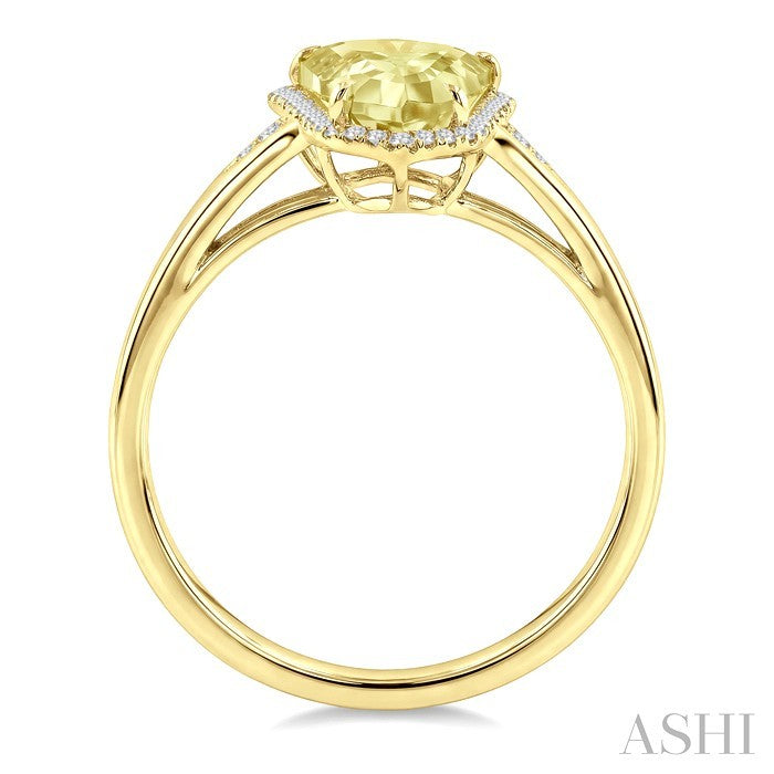 Evoque Gemstone Shield Shape & Halo Diamond Ring