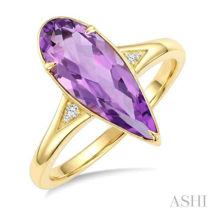 Evoque Gemstone Pear Shape & Diamond Ring