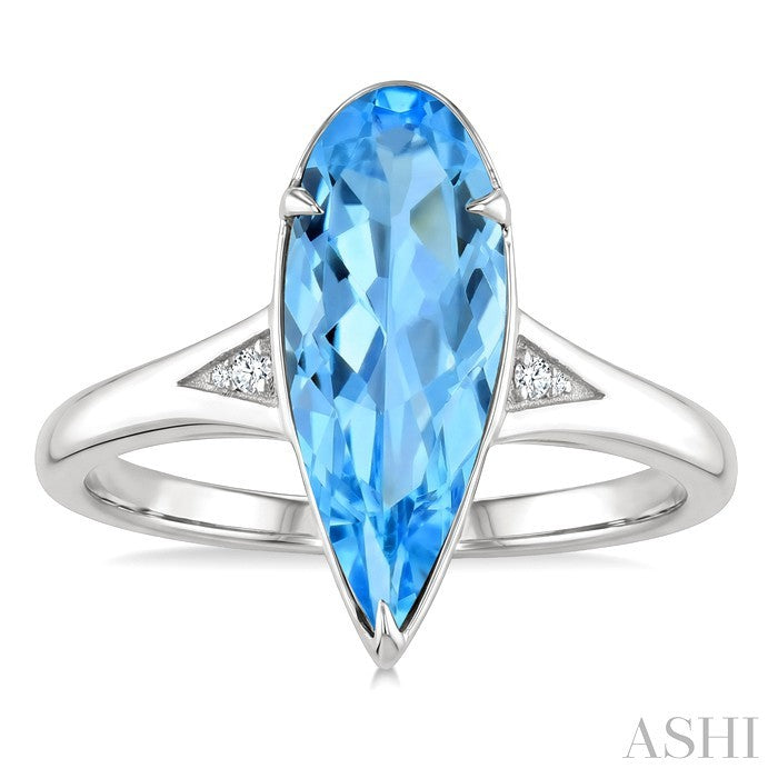 Evoque Gemstone Pear Shape & Diamond Ring