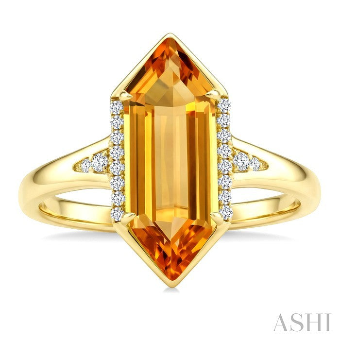 Evoque Gemstone Hexagon Shape & Diamond Ring