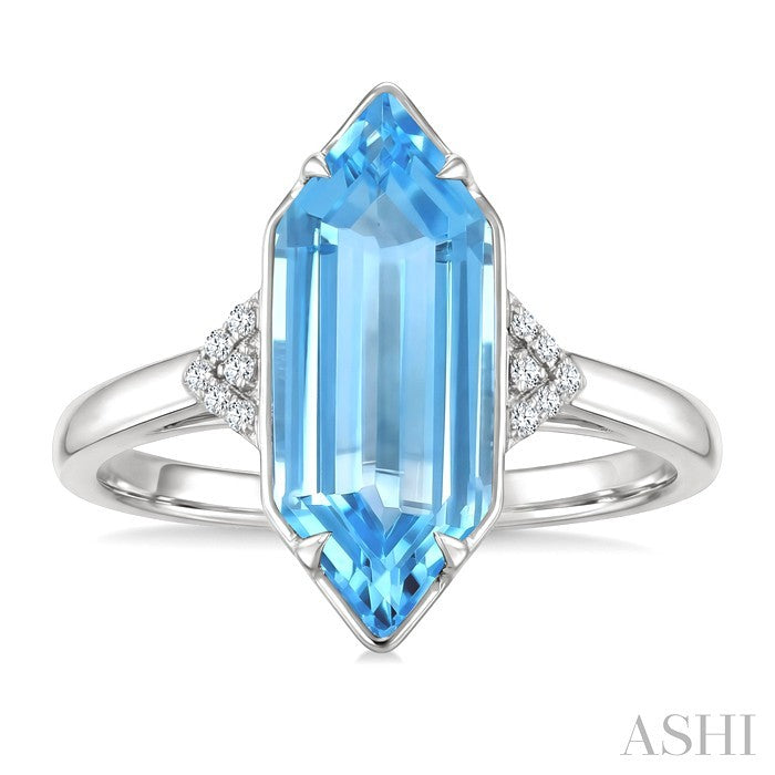 Evoque Gemstone Hexagon Shape & Diamond Ring