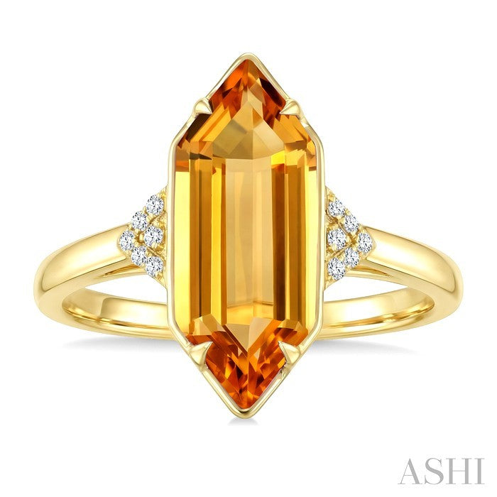 Evoque Gemstone Hexagon Shape & Diamond Ring