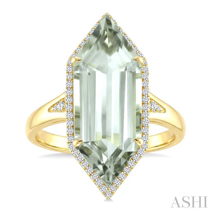 Evoque Gemstone Hexagon Shape & Halo Diamond Ring