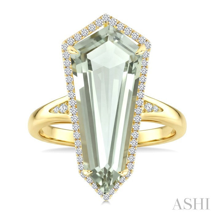 Evoque Gemstone Shield Shape & Halo Diamond Ring