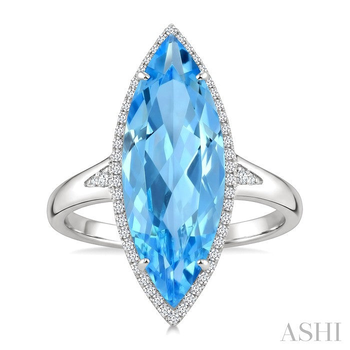 Evoque Gemstone Marquise Shape & Halo Diamond Ring