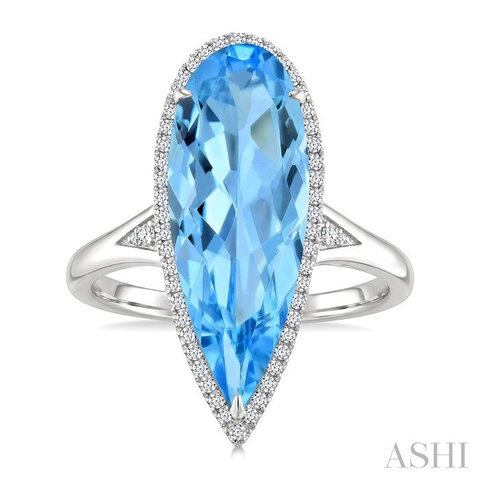 Evoque Gemstone Pear Shape & Halo Diamond Ring