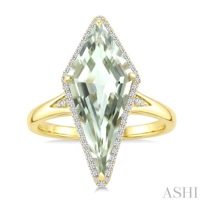 Evoque Gemstone Kite Shape & Halo Diamond Ring