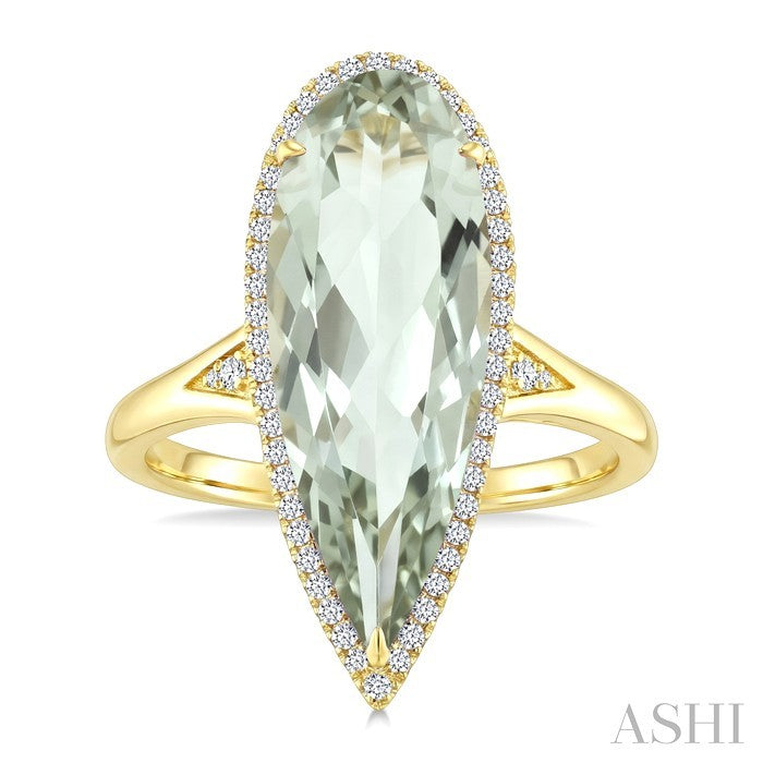 Evoque Gemstone Pear Shape & Halo Diamond Ring