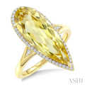 Evoque Gemstone Pear Shape & Halo Diamond Ring