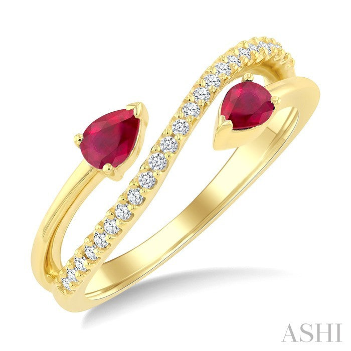 Pear Shape Gemstone & Diamond Fashion Ring