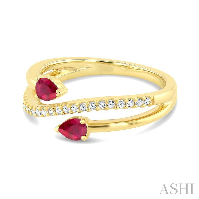 Pear Shape Gemstone & Diamond Fashion Ring