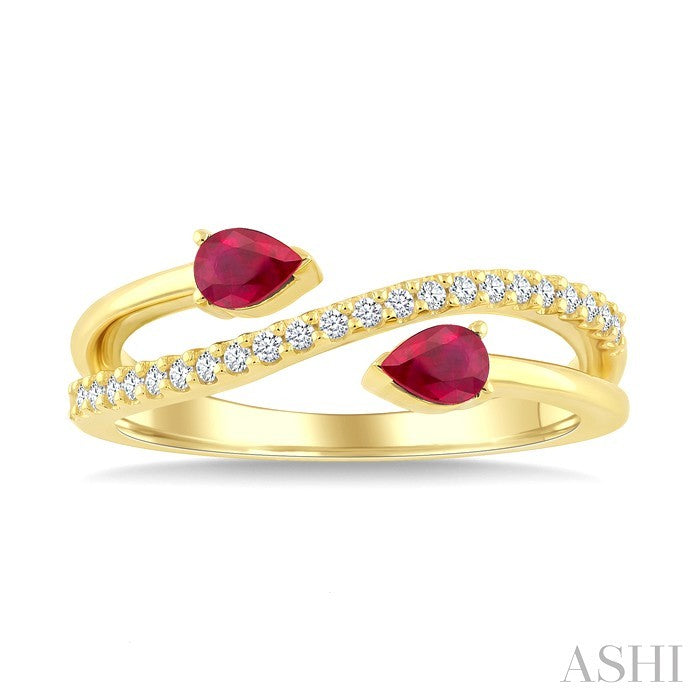 Pear Shape Gemstone & Diamond Fashion Ring