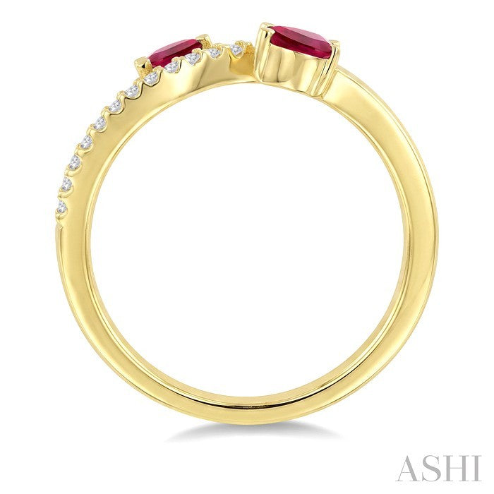 Pear Shape Gemstone & Diamond Fashion Ring