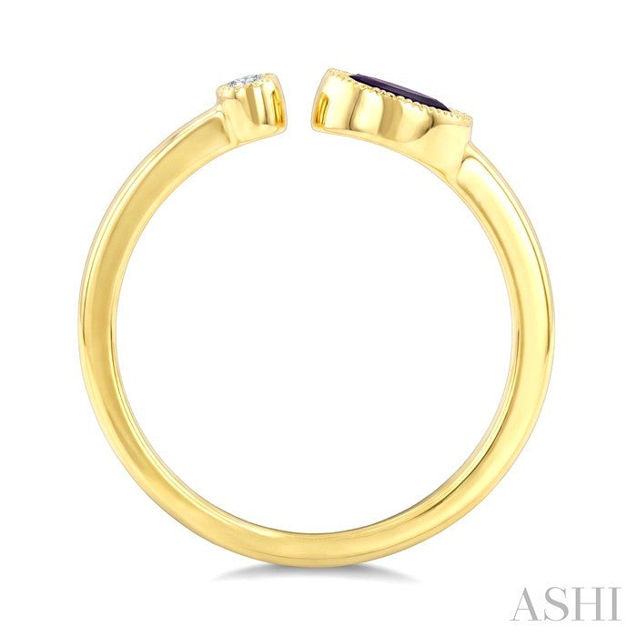 Oval Shape Gemstone & Diamond Open Ring