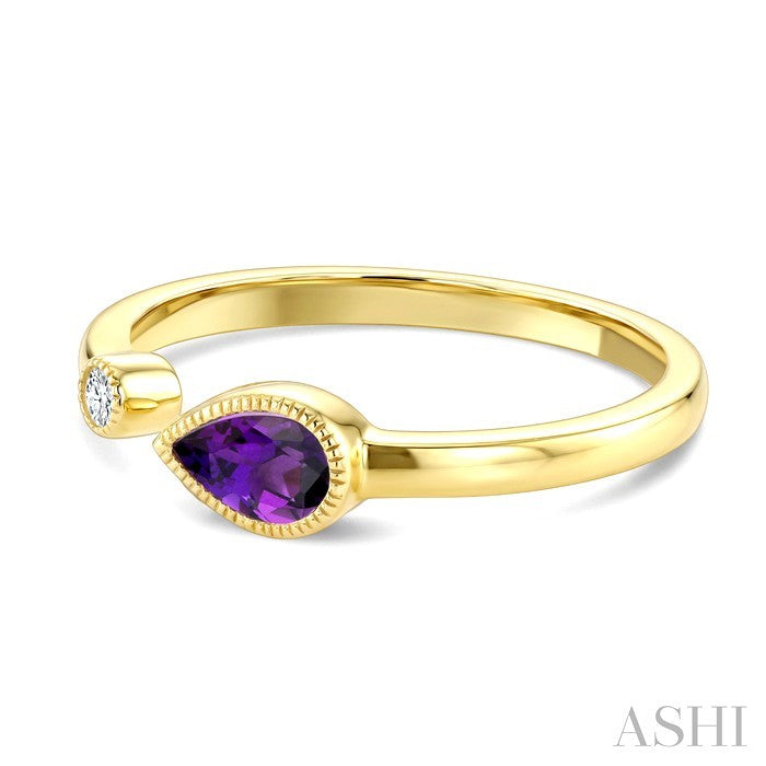 Pear Shape Gemstone & Diamond Open Ring