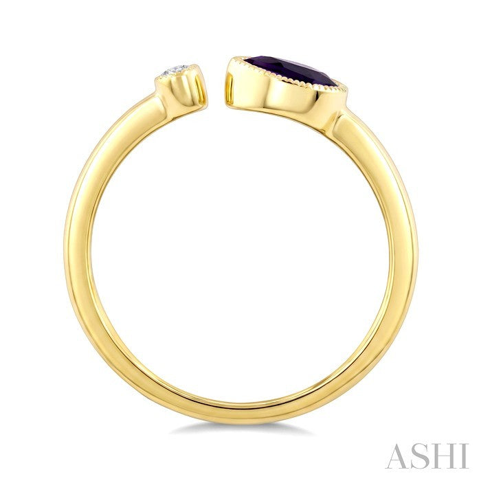 Pear Shape Gemstone & Diamond Open Ring