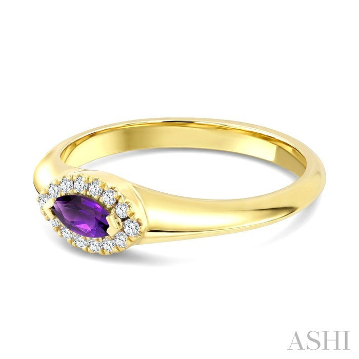 Marquise Shape Gemstone & Halo Diamond Ring