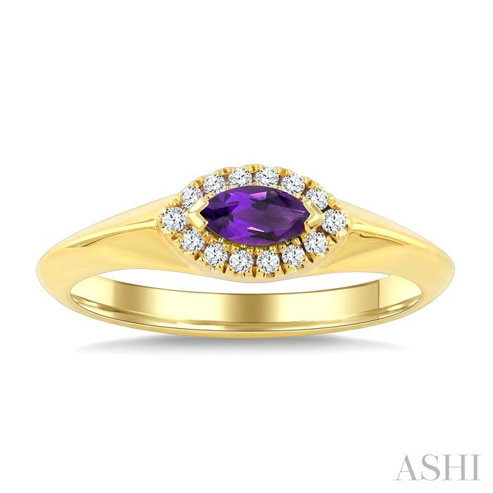 Marquise Shape Gemstone & Halo Diamond Ring