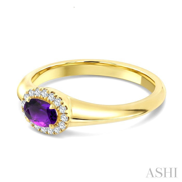 Oval Shape Gemstone & Halo Diamond Ring