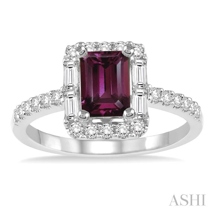 Emerald Shape Gemstone & Halo Diamond Ring