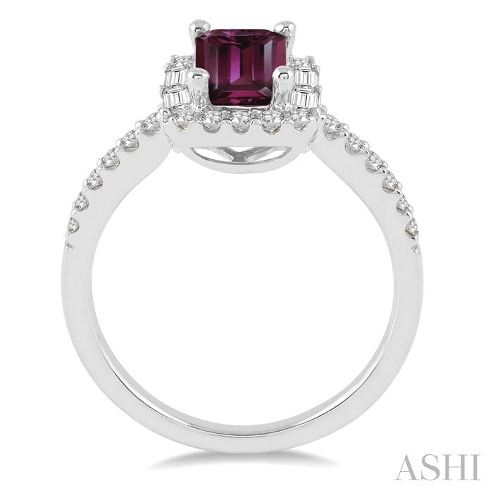 Emerald Shape Gemstone & Halo Diamond Ring