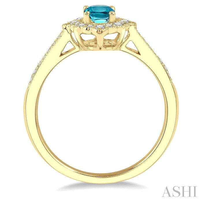 Oval Shape Gemstone & Halo Diamond Ring