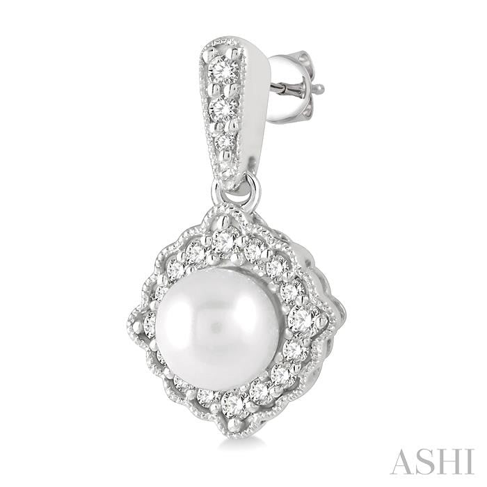 Pearl & Halo Diamond Earrings