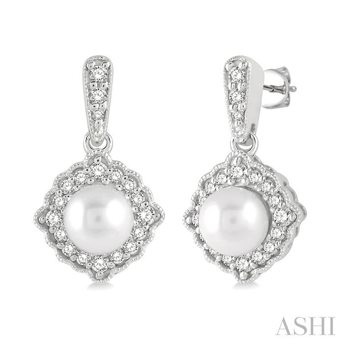 Pearl & Halo Diamond Earrings
