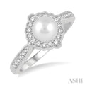 Pearl & Halo Diamond Ring