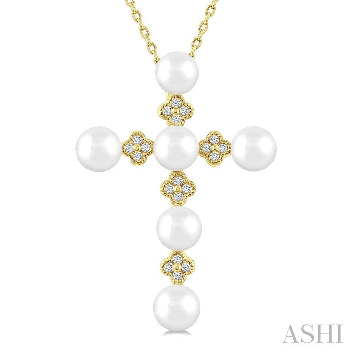 Cross Pearl & Diamond Fashion Pendant