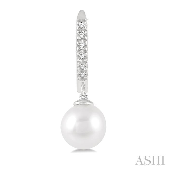 Pearl & Petite Diamond Huggie Fashion Earrings
