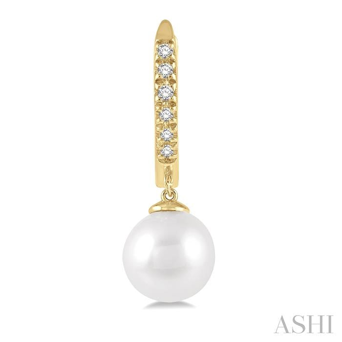 Pearl & Petite Diamond Huggie Fashion Earrings