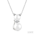 Cat Pearl & Petite Diamond Fashion Pendant