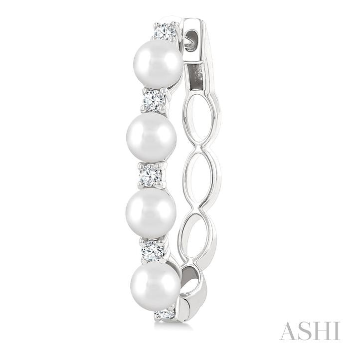 Pearl & Diamond Fashion Hoop Earrings