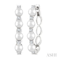 Pearl & Diamond Fashion Hoop Earrings