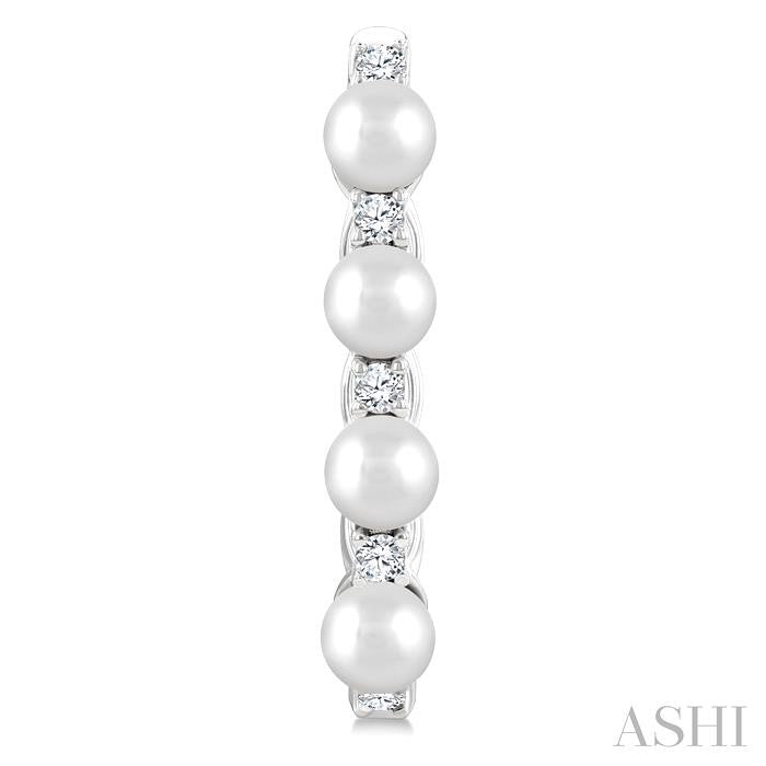 Pearl & Diamond Fashion Hoop Earrings
