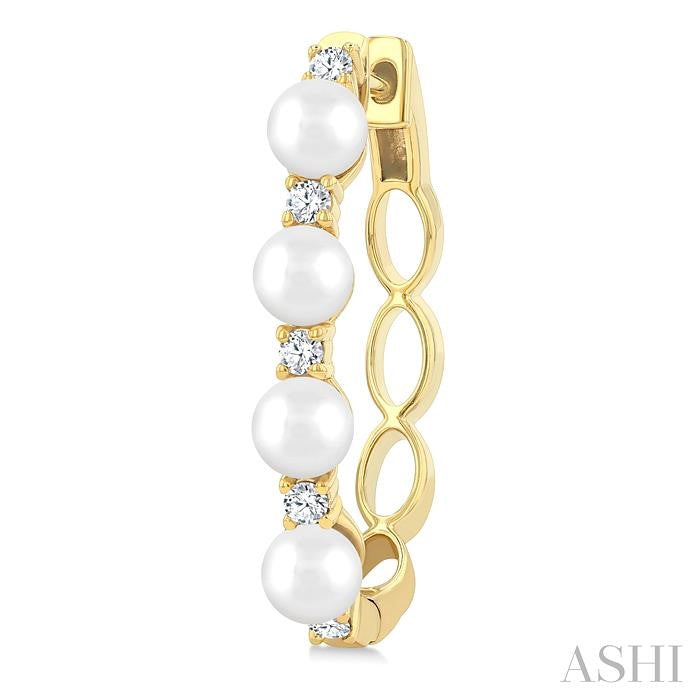 Pearl & Diamond Fashion Hoop Earrings