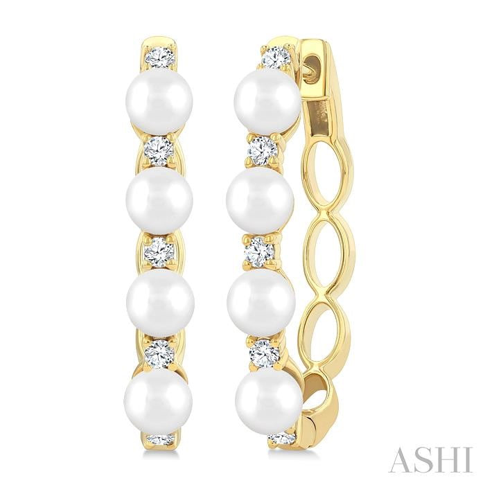 Pearl & Diamond Fashion Hoop Earrings